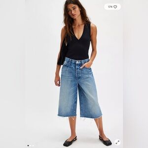 MOTHER Light Blue Denim Culotte Jean Shorts
